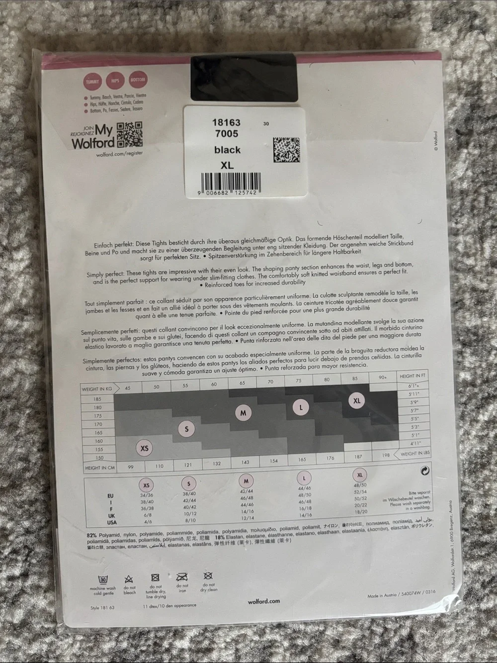 Wolford Shape Control Light Individual 10 Control Top Tights Size XL Black NWT